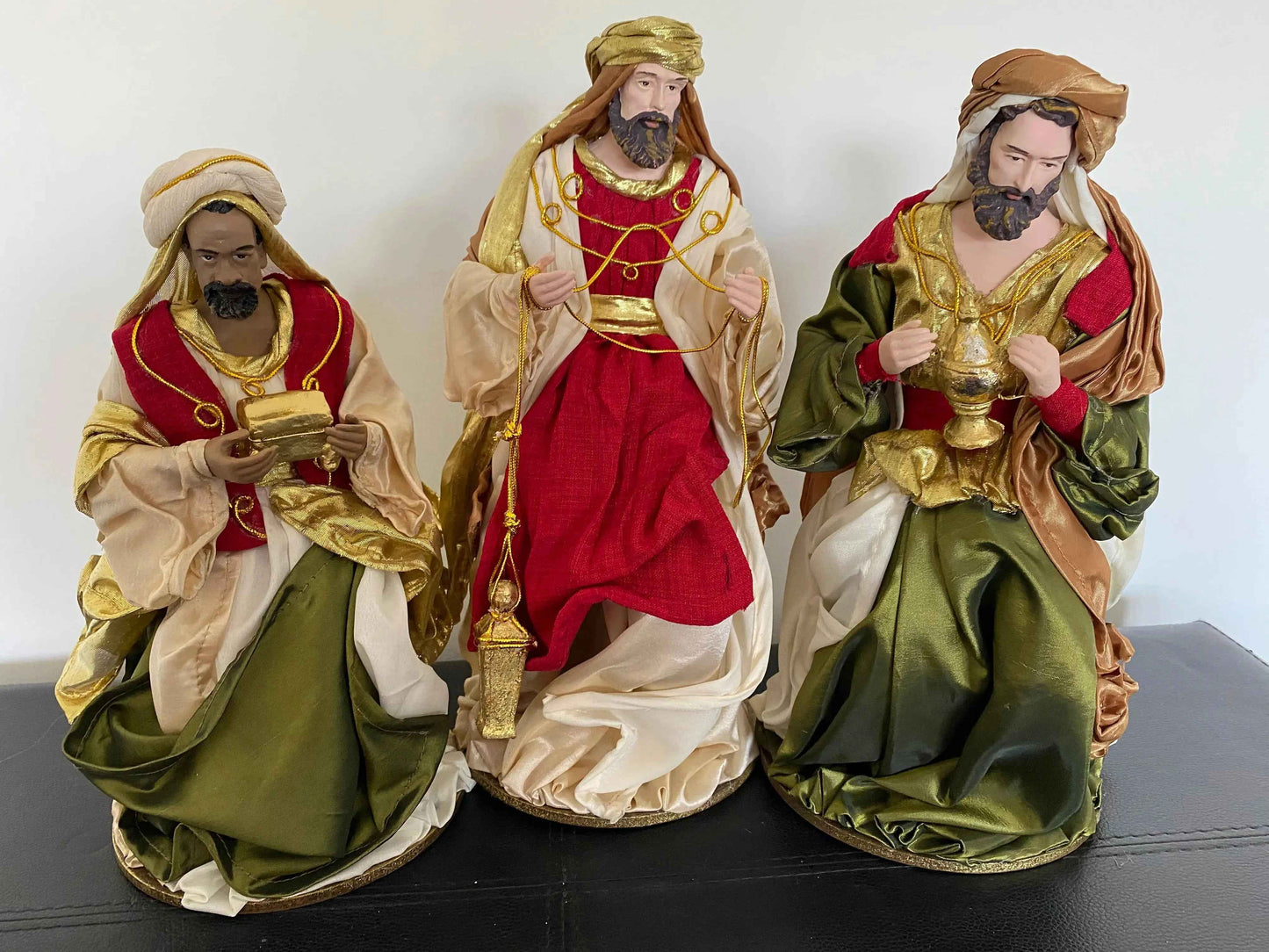 Red Christmas Religious Handmade Nativity Set with Manger - 40cm