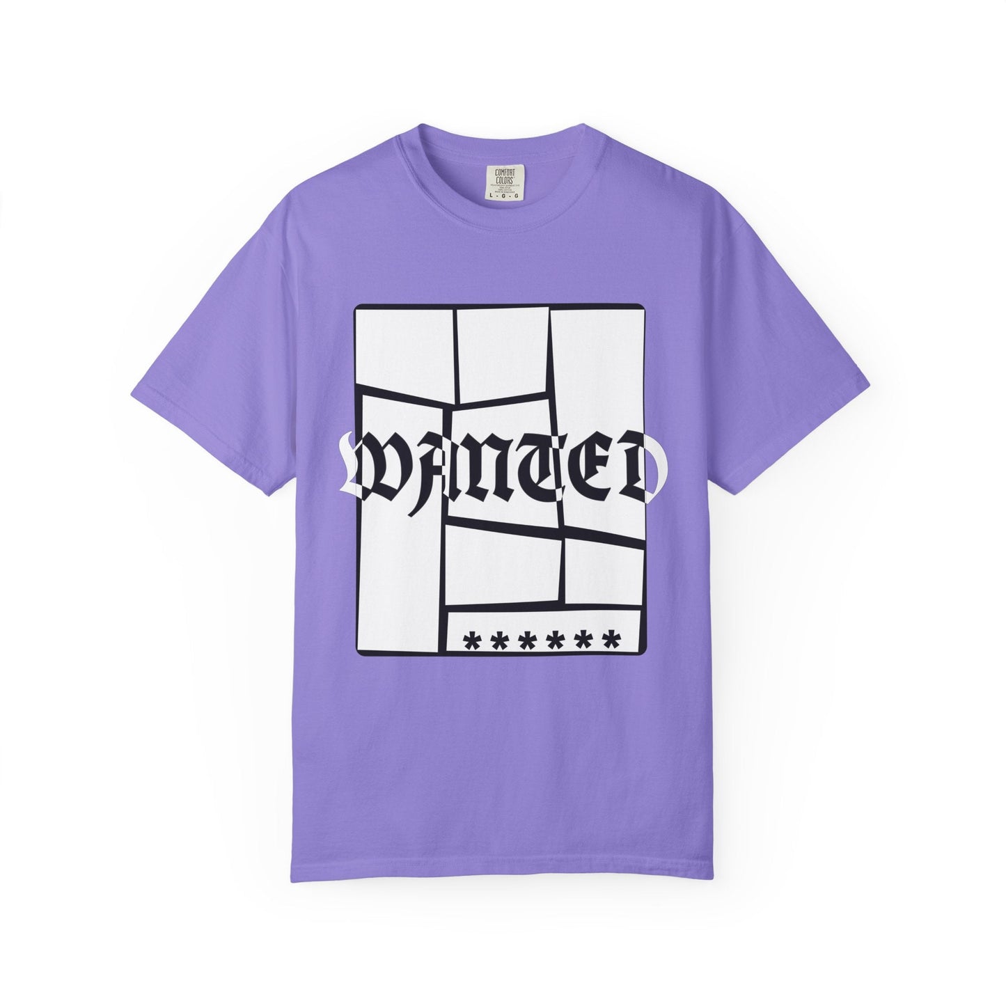 Wanted Graphic Tee Window Grid Design with wanted printed Tees