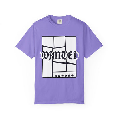 Wanted Graphic Tee Window Grid Design with wanted printed Tees
