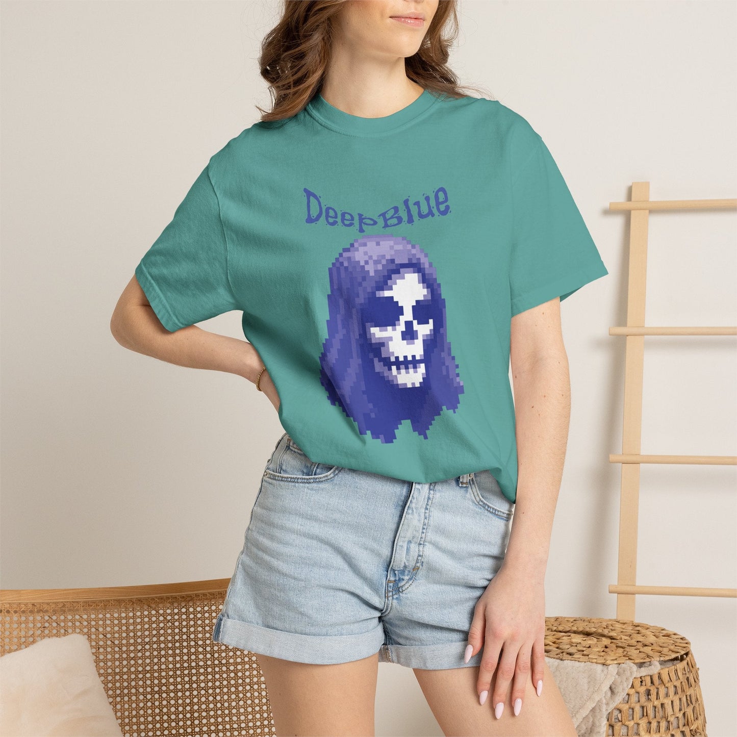Resynced from the Deep Blue - Pixel Pirate Unisex Graphic Tee | Glitch Art Gamer Shirt By Aprasi