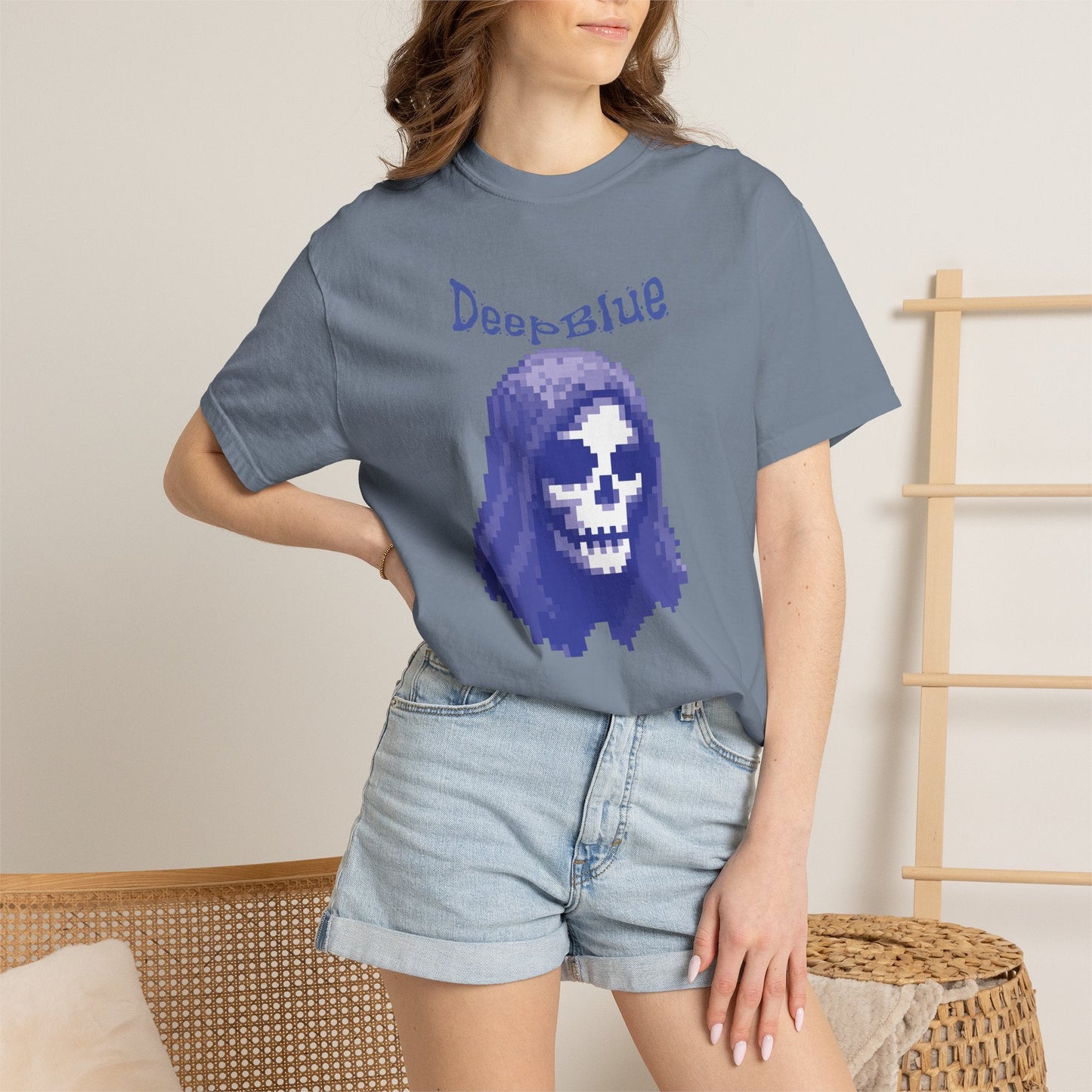 Resynced from the Deep Blue - Pixel Pirate Unisex Graphic Tee | Glitch Art Gamer Shirt By Aprasi