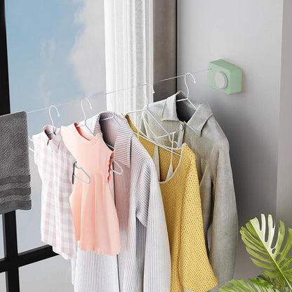 Retractable Clothes Line Wall Mounted Laundry Line for Indoor Balcony Green