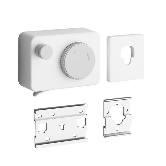 Retractable clothes line wall mount kit with unit, cover plate, and mounting brackets
