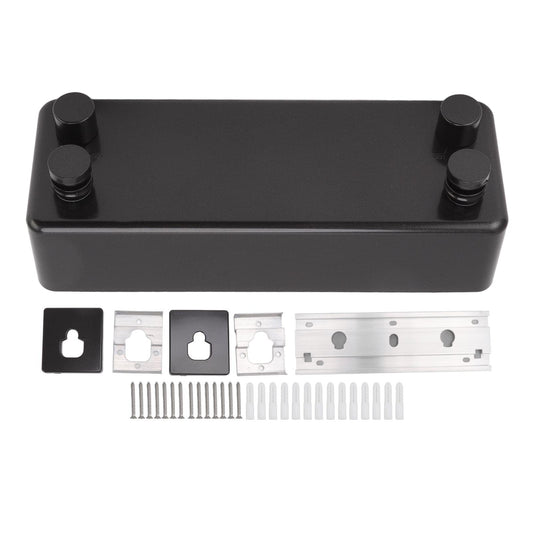 Retractable wall-mounted double clothesline kit, black base with mounting hardware pieces