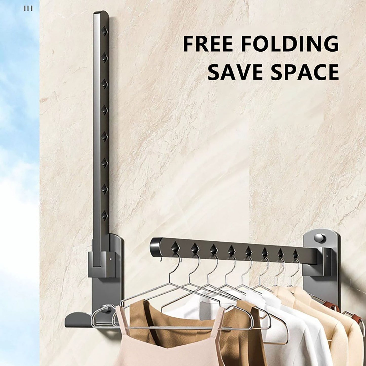 Retractable Folding Wall Hanger, Folding Clothes Hanger Rack, Clothes Storage Organizer, Laundry Hanger, Sturdy Hanging Dryer Rack Clothes Hooks of Metal (Matte Grey) 4.81x1.18x9.84 4.81" x 1.18" x 9.84" Black1