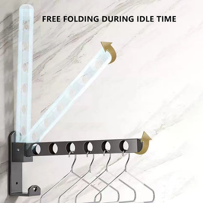Retractable Folding Wall Hanger, Folding Clothes Hanger Rack, Clothes Storage Organizer, Laundry Hanger, Sturdy Hanging Dryer Rack Clothes Hooks of Metal (Matte Grey) 4.81x1.18x9.84 4.81" x 1.18" x 9.84" Black1