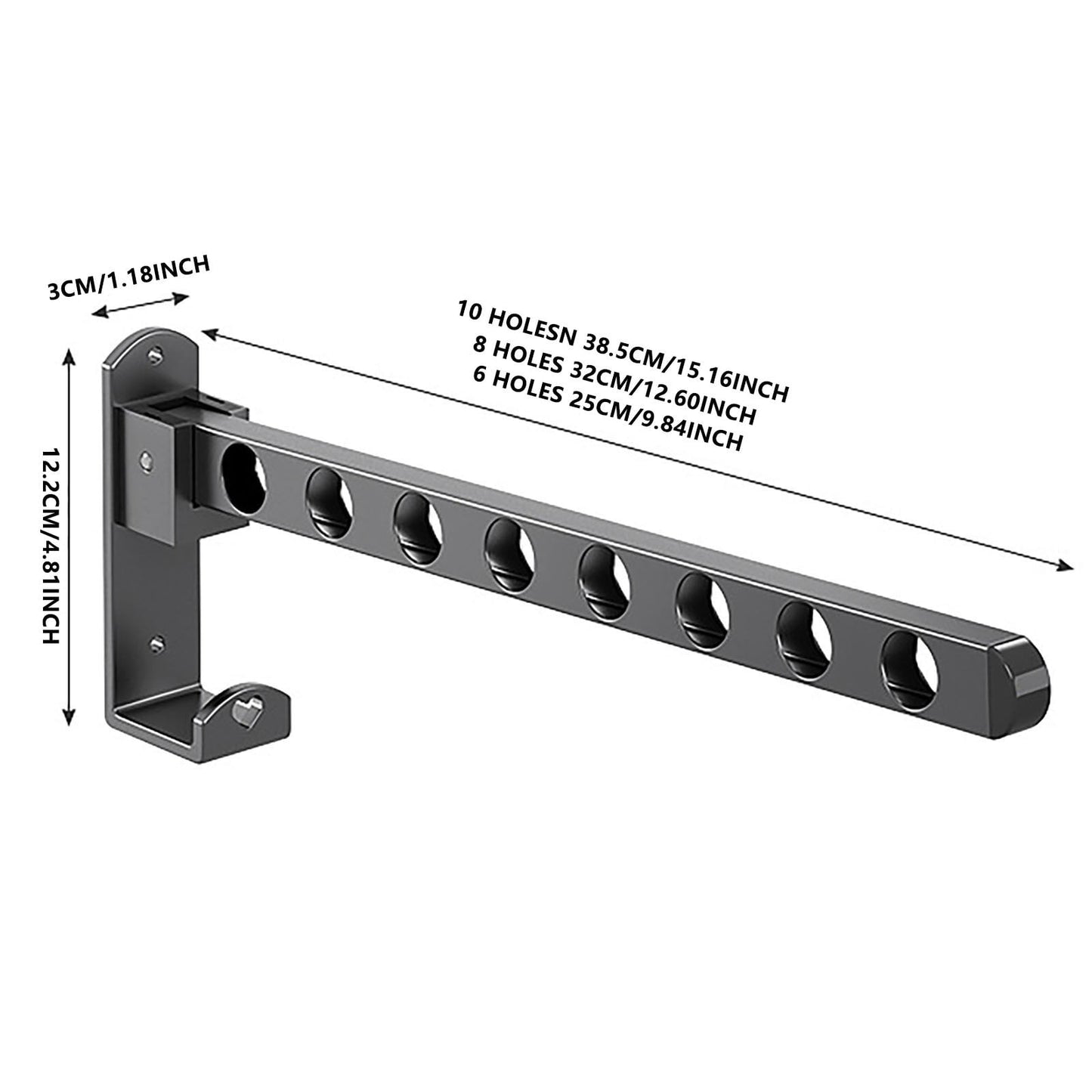 Retractable Folding Wall Hanger, Folding Clothes Hanger Rack, Clothes Storage Organizer, Laundry Hanger, Sturdy Hanging Dryer Rack Clothes Hooks of Metal (Matte Grey) 4.81x1.18x9.84 4.81" x 1.18" x 9.84" Gray