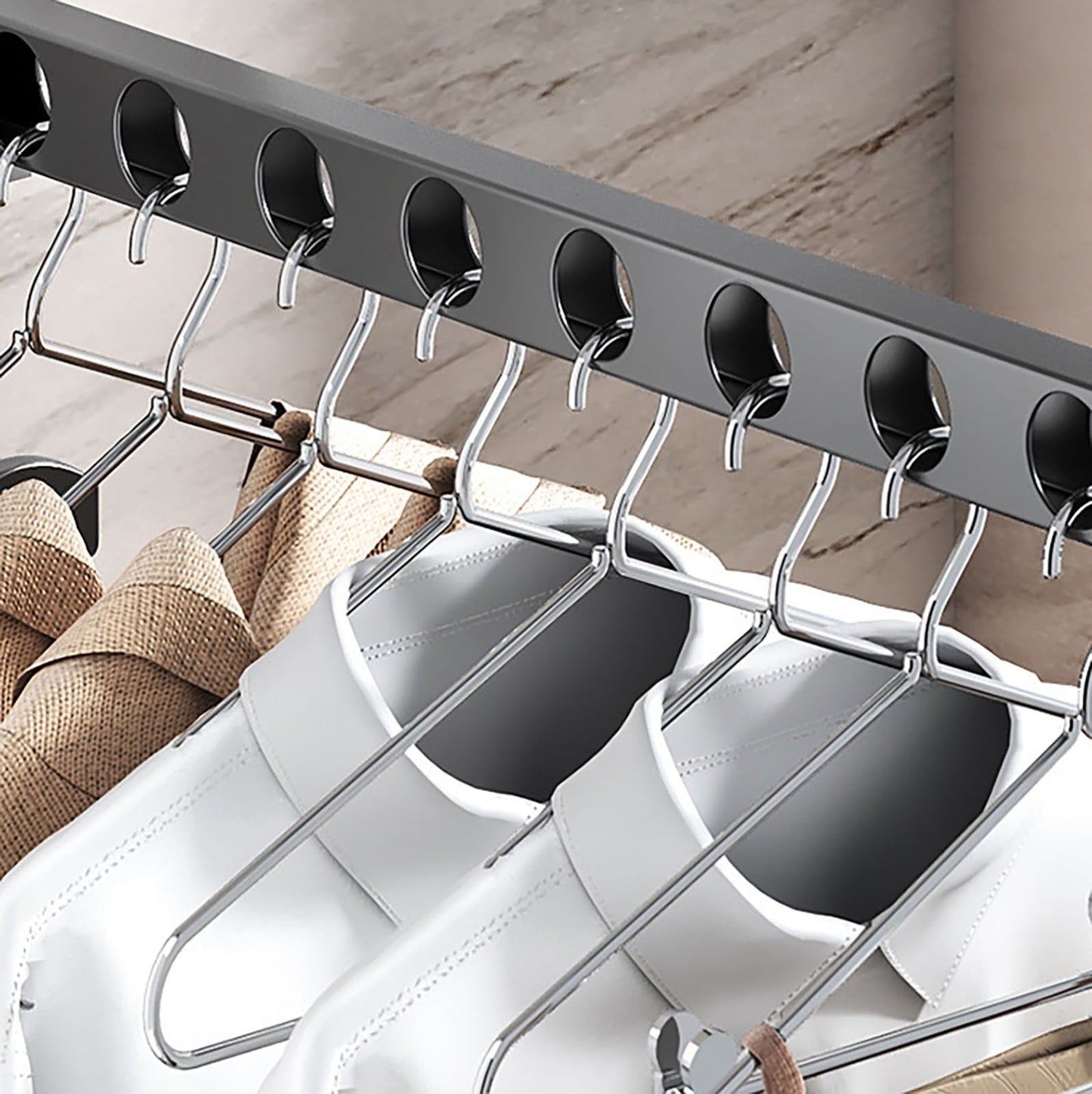 Retractable Folding Wall Hanger, Folding Clothes Hanger Rack, Clothes Storage Organizer, Laundry Hanger, Sturdy Hanging Dryer Rack Clothes Hooks of Metal (Matte Grey) 4.81x1.18x9.84 4.81" x 1.18" x 9.84" Gray