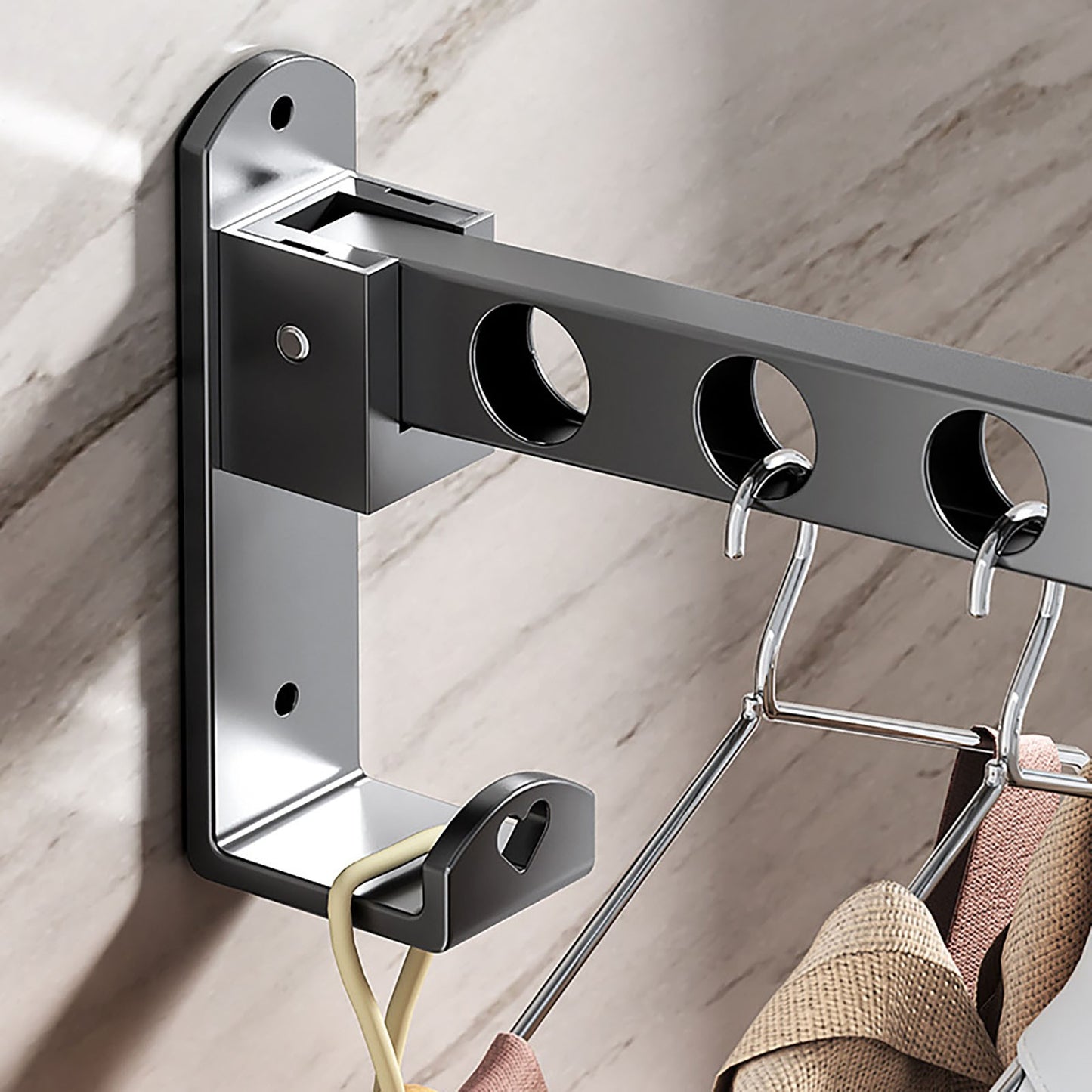 Retractable Folding Wall Hanger, Folding Clothes Hanger Rack, Clothes Storage Organizer, Laundry Hanger, Sturdy Hanging Dryer Rack Clothes Hooks of Metal (Matte Grey) 4.81x1.18x9.84 4.81" x 1.18" x 9.84" Gray