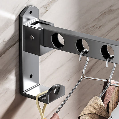 Retractable Folding Wall Hanger, Folding Clothes Hanger Rack, Clothes Storage Organizer, Laundry Hanger, Sturdy Hanging Dryer Rack Clothes Hooks of Metal (Matte Grey) 4.81x1.18x9.84 4.81" x 1.18" x 9.84" Gray