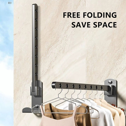 Retractable Folding Wall Hanger, Folding Clothes Hanger Rack, Clothes Storage Organizer, Laundry Hanger, Sturdy Hanging Dryer Rack Clothes Hooks of Metal (Matte Grey) 4.81x1.18x9.84 4.81" x 1.18" x 9.84" Gray