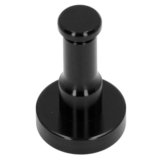 Black round wall hook base with vertical stem and smooth rounded top