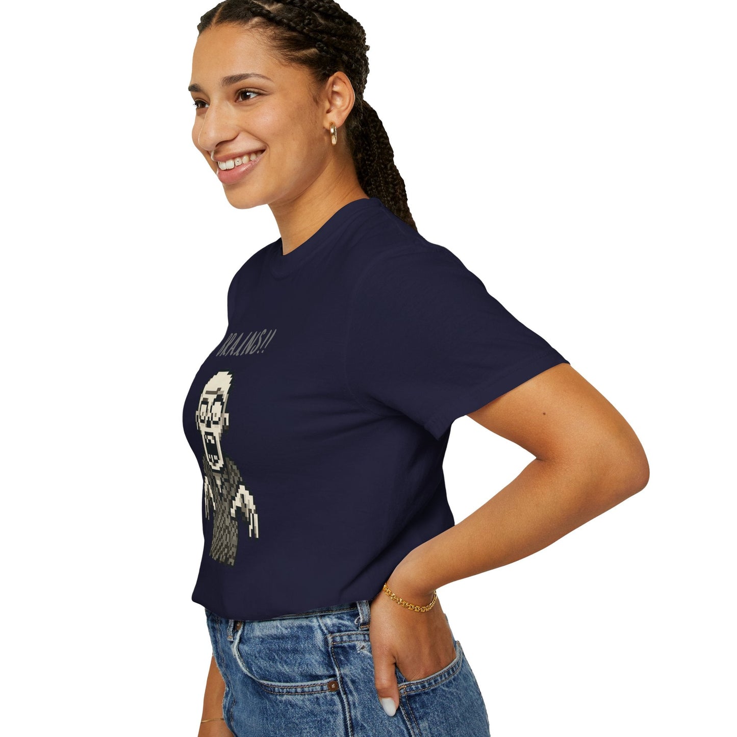 Pixel Zombie 'BRAINS!!' T-Shirt  By Aprasi