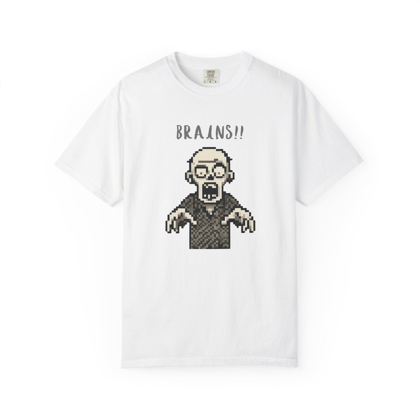 Pixel Zombie 'BRAINS!!' T-Shirt  By Aprasi