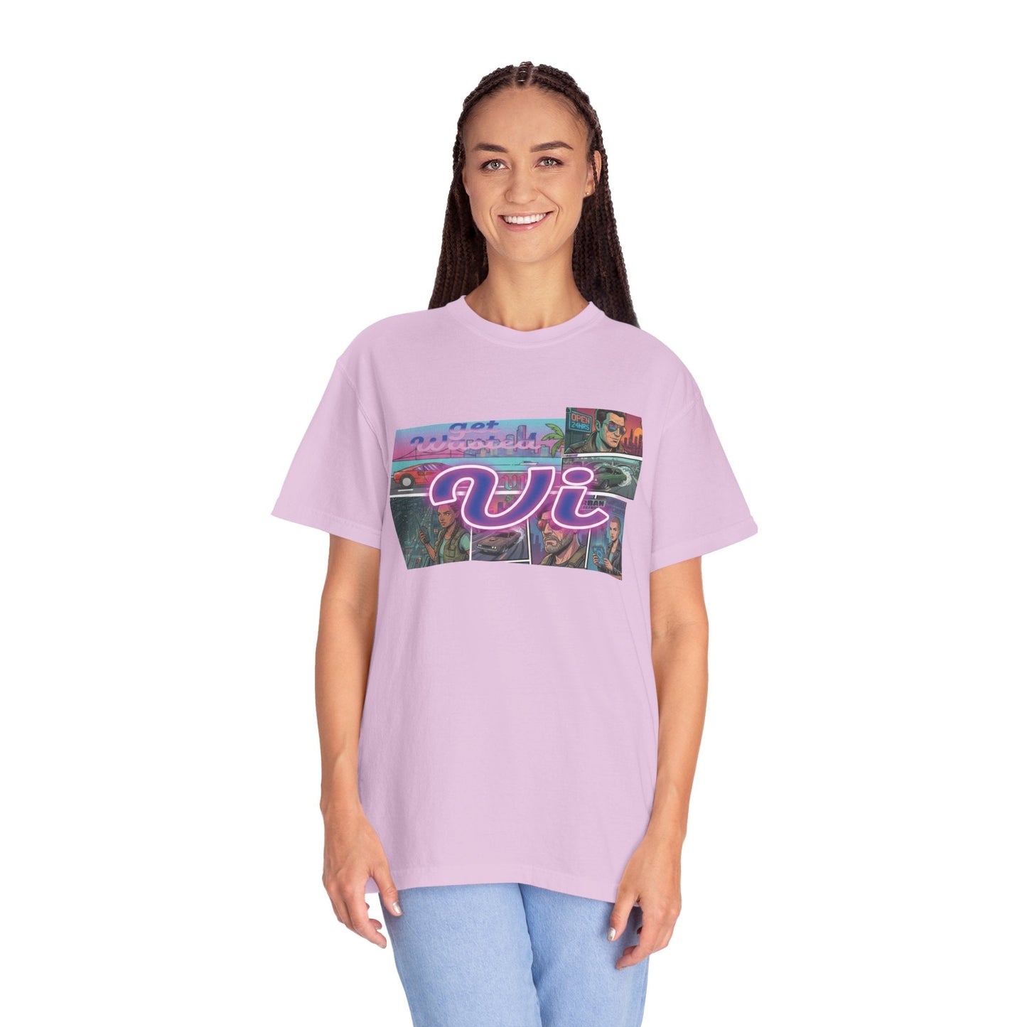 Vice City VI Retro Aesthetic Graphic Tee, Neon Miami Vibes  T-Shirt
