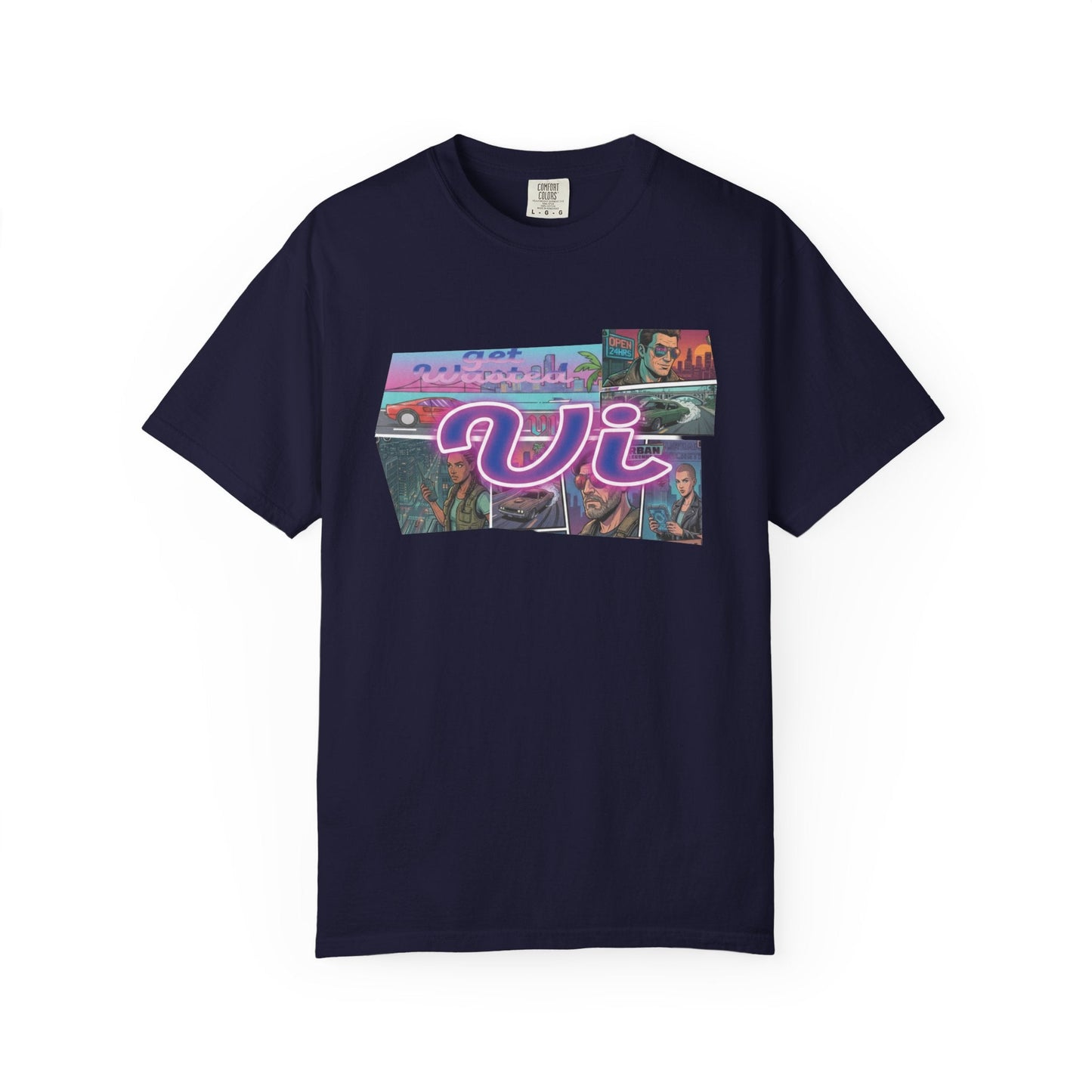Vice City VI Retro Aesthetic Graphic Tee, Neon Miami Vibes  T-Shirt