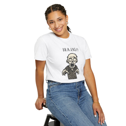 Pixel Zombie 'BRAINS!!' T-Shirt  By Aprasi