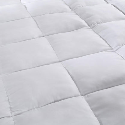 White quilted mattress pad topper cover, stitched channels
