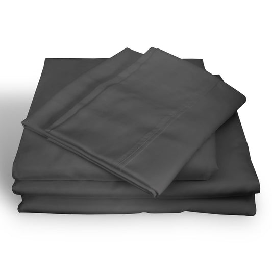Pewter king sheet set with folded pillowcases and flat sheets