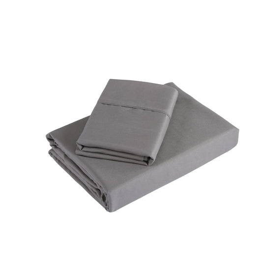 Charcoal sheet set folded stack with pillowcases and flat sheet