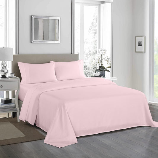 Royal Comfort 1200 Thread Count Sheet Set 4 Piece Ultra Soft Satin Weave Finish - King - Soft Pink.