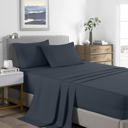 Royal Comfort 2000 Thread Count Bamboo Cooling Sheet Set Ultra Soft Bedding - Single - Charcoal.
