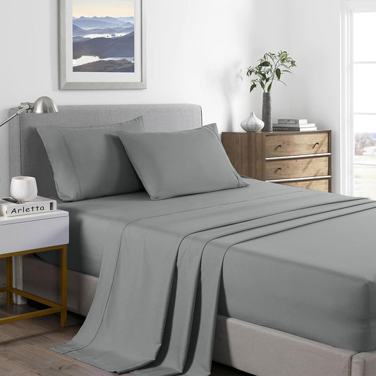 Royal Comfort 2000 Thread Count Bamboo Cooling Sheet Set Ultra Soft Bedding - Single - Mid Grey.