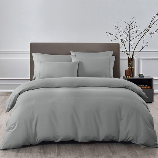 Grey bedding set: duvet cover and pillow shams in queen size