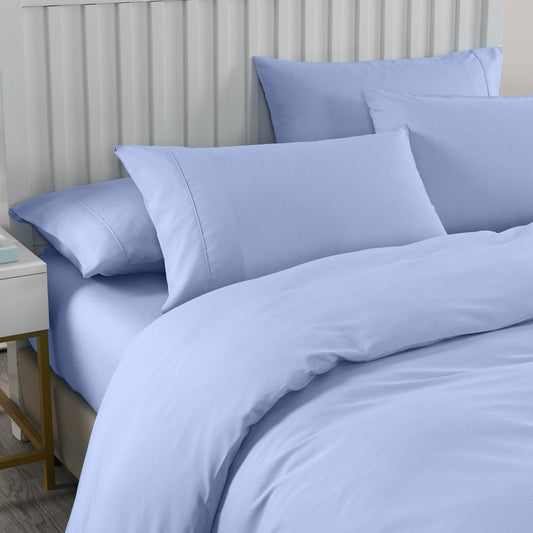 Royal Comfort 2000TC Quilt Cover Set Bamboo Cooling Hypoallergenic Breathable - King - Light Blue.