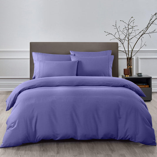 Queen quilt cover set with duvet cover and pillowcases, royal blue bedding set