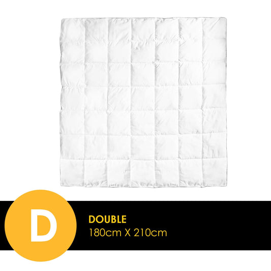 White quilt with stitched panels, double size 180x210cm label