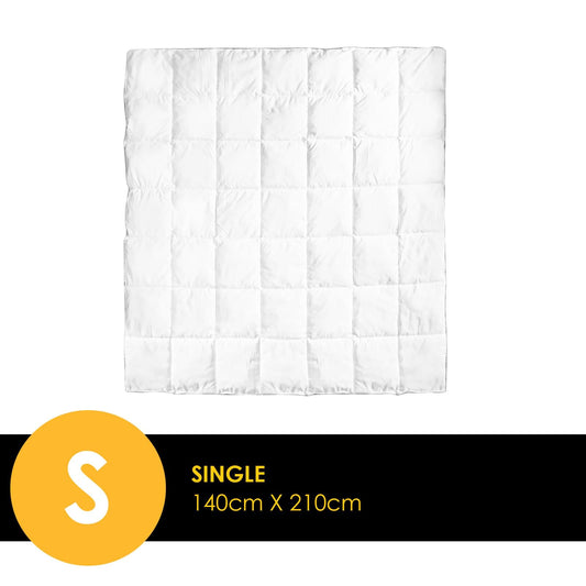 Royal Comfort Bamboo Blend Quilt 250GSM Luxury  Duvet 100% Cotton Cover - Single - White.