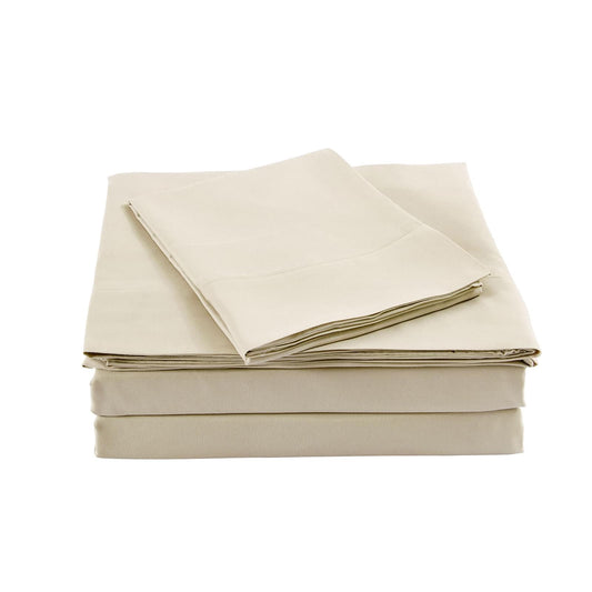 Royal Comfort Bamboo Blended Sheet & Pillowcases Set 1000TC Ultra Soft Bedding - Double - Ivory.