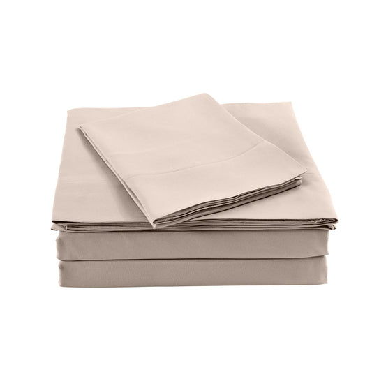 Bamboo sheet and pillowcase set in warm grey, neatly folded