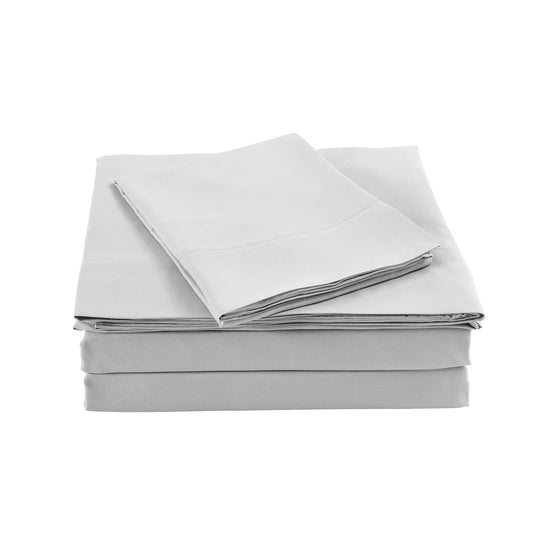 Royal Comfort Bamboo Blended Sheet & Pillowcases Set 1000TC Ultra Soft Bedding - Queen - Light Grey.