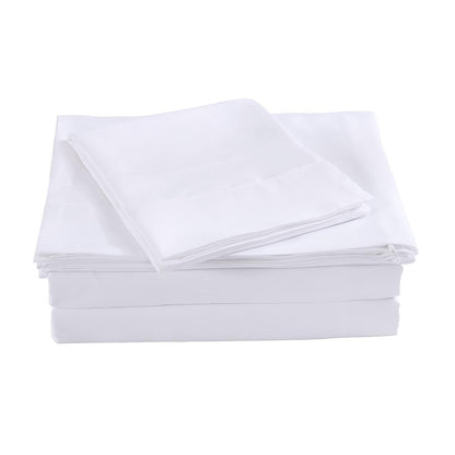 Royal Comfort Bamboo Blended Sheet & Pillowcases Set 1000TC Ultra Soft Bedding - Queen - White.