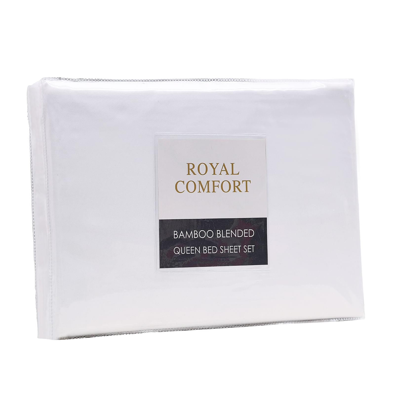 Royal Comfort Bamboo Blended Sheet & Pillowcases Set 1000TC Ultra Soft Bedding - Queen - White.