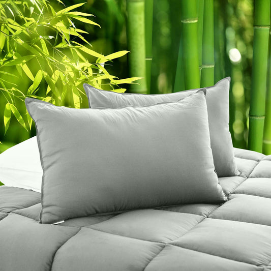Royal Comfort Charcoal Bamboo Pillow Hotel Quality Luxury Twin Pack.