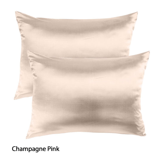 Royal Comfort Mulberry Soft Silk Hypoallergenic Pillowcase Twin Pack 51 x 76cm - Champagne Pink.