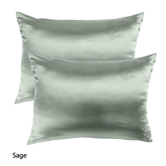 Royal Comfort Mulberry Soft Silk Hypoallergenic Pillowcase Twin Pack 51 x 76cm - Sage.
