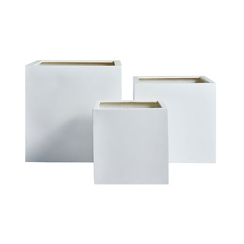Rubix white square planters set of three with smooth matte finish