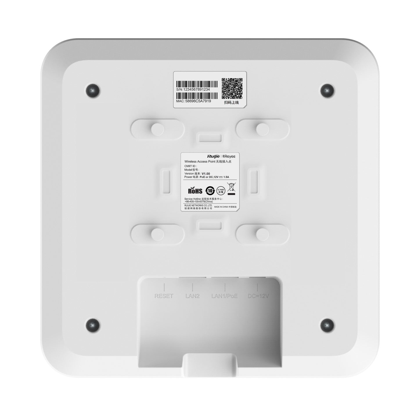 Ruijie Reyee RG‑RAP2200(F) WiFi 5 AC1300 Dual‑Band Ceiling Access Point – 1267 Mbps, Cloud‑Managed for Enterprise, Education, Hospitality & Retail