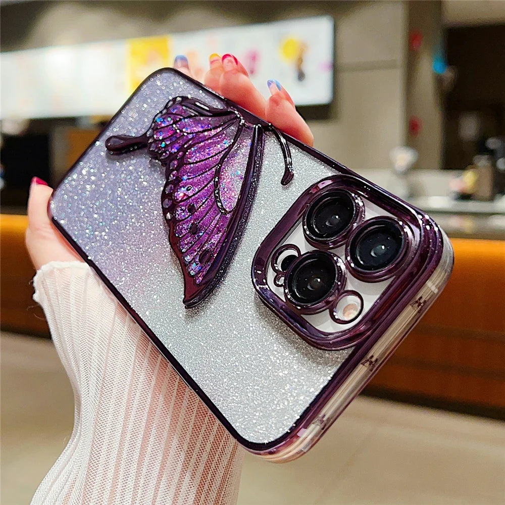 Gradient Butterfly iPhone Shockproof Clear Case