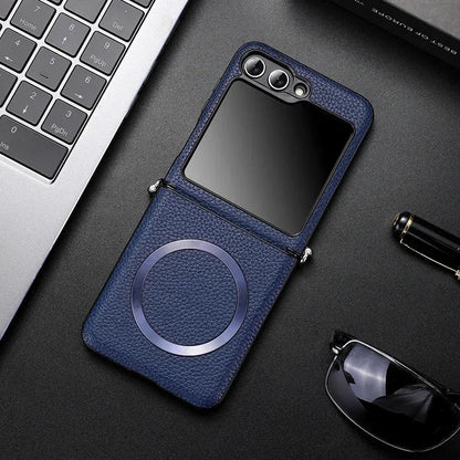 Samsung Z Flip Leather Wireless Charging Case