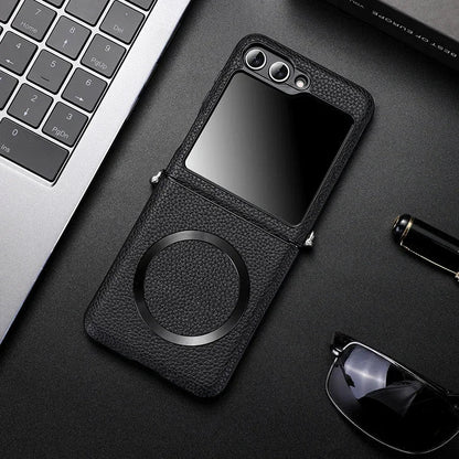 Samsung Z Flip Leather Wireless Charging Case