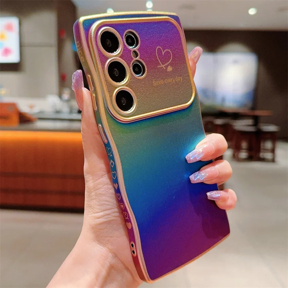 Glitter Wavy Heart Samsung Shockproof Phone Case