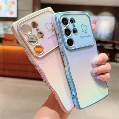 Glitter Wavy Heart Samsung Shockproof Phone Case