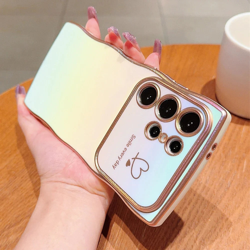 Glitter Wavy Heart Samsung Shockproof Phone Case