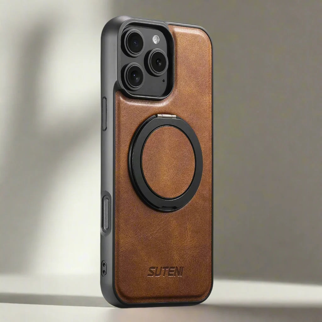 iPhone Ring Holder Leather Phone Case