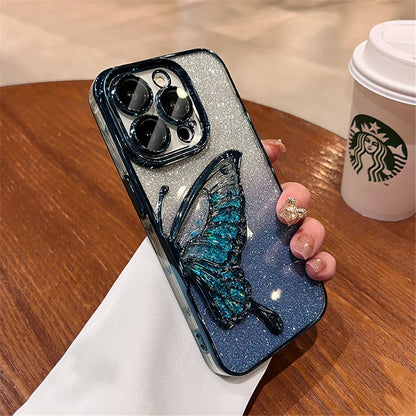 Gradient Butterfly iPhone Shockproof Clear Case